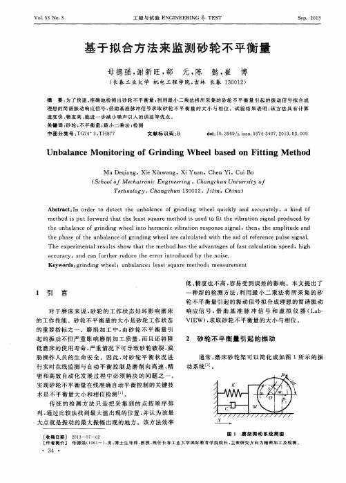 基于拟合方法来监测砂轮不平衡量