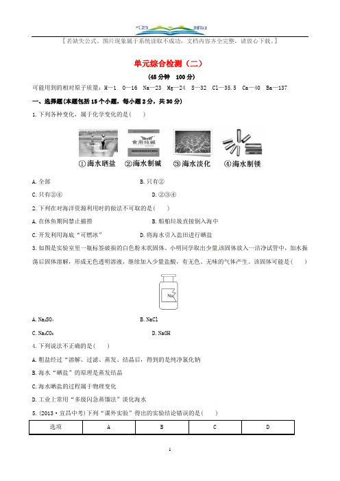 鲁教版九年级化学下册单元综合检测(二)及答案.doc