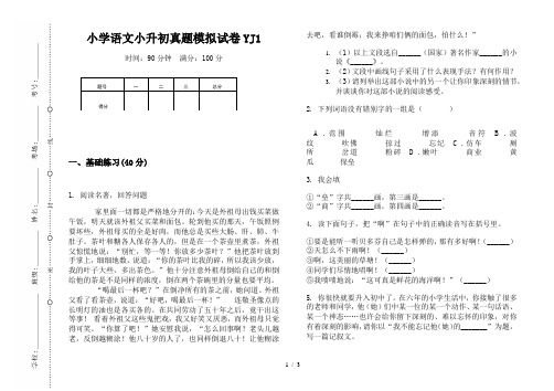 【小学教育】2019最新小学语文小升初(通用版)真题模拟试卷YJ1—8K可直接打印