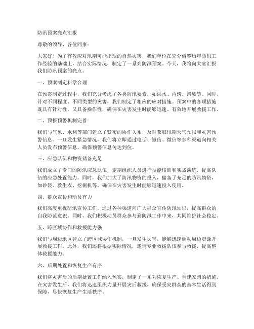 防汛预案亮点汇报