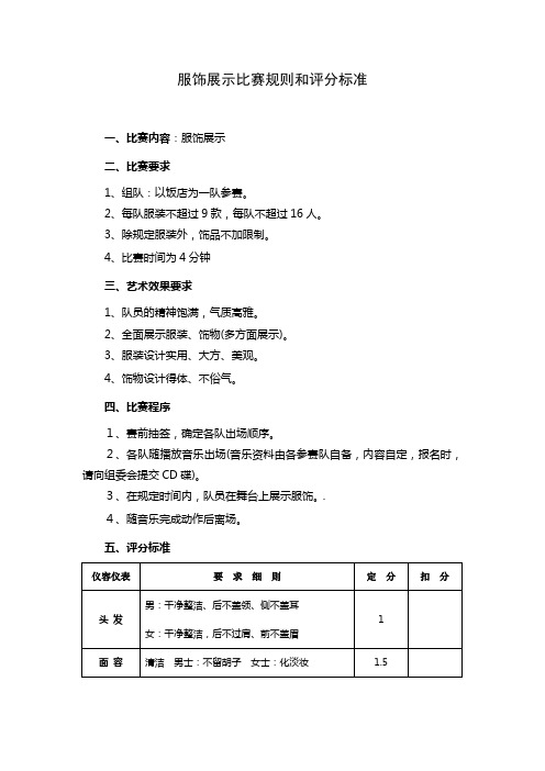 服饰展示比赛规则和评分标准.