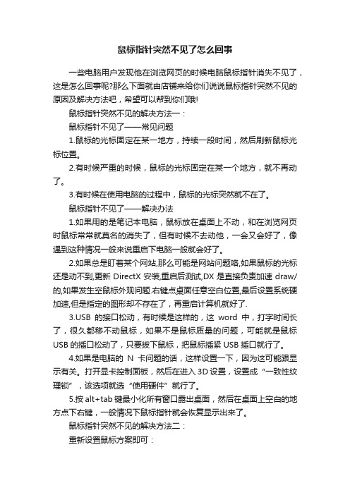 鼠标指针突然不见了怎么回事