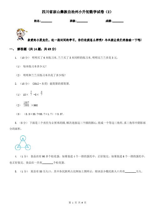 四川省凉山彝族自治州小升初数学试卷(2)