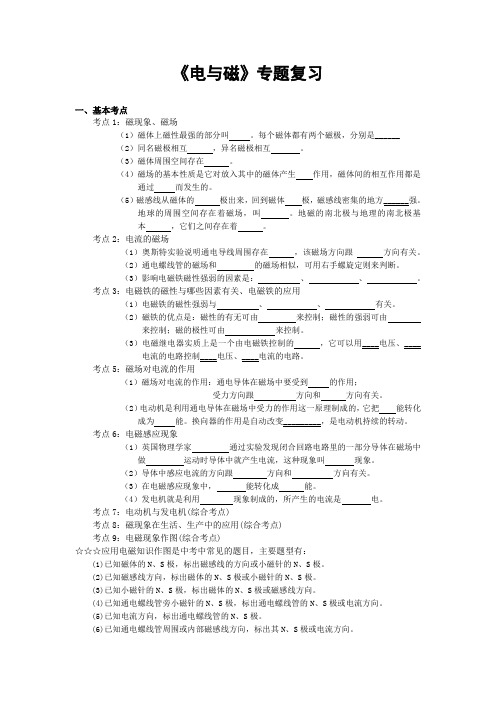 中考 专题复习：电与磁