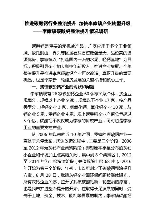 推进碳酸钙行业整治提升 加快李家镇产业转型升级