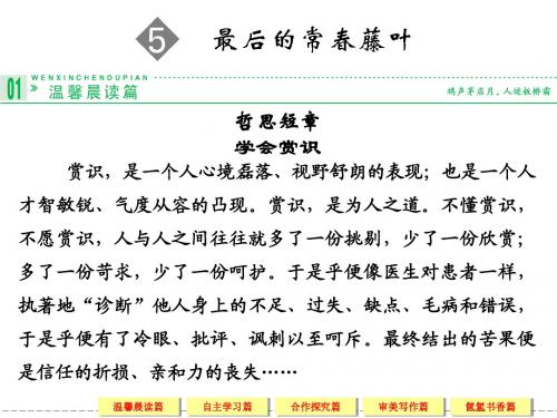 2.5 最后的常春藤叶 课件(鲁人版必修3)
