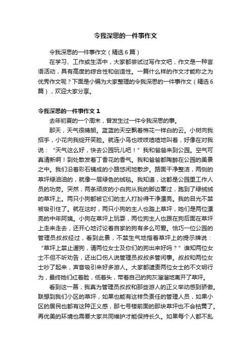 令我深思的一件事作文