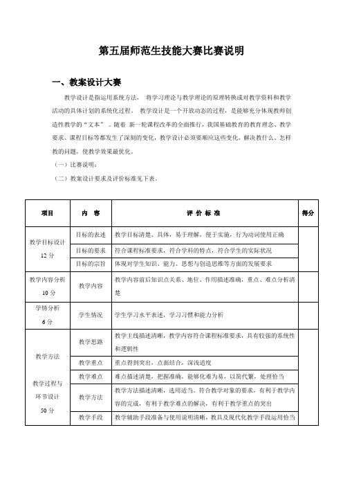 第五届师范生技能大赛比赛说明