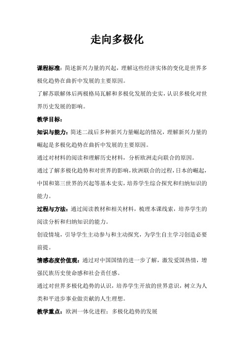 人民版高中历史必修一《题九 当今世界政治格局的多极化趋势  二 新兴力量的崛起》优质课教案_3