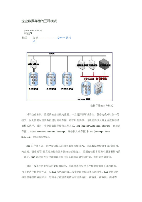 三种企业数据存储的模式