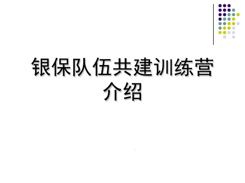 最新银行保险队伍共建训练营介绍