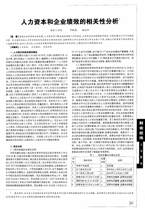 人力资本和企业绩效的相关性分析