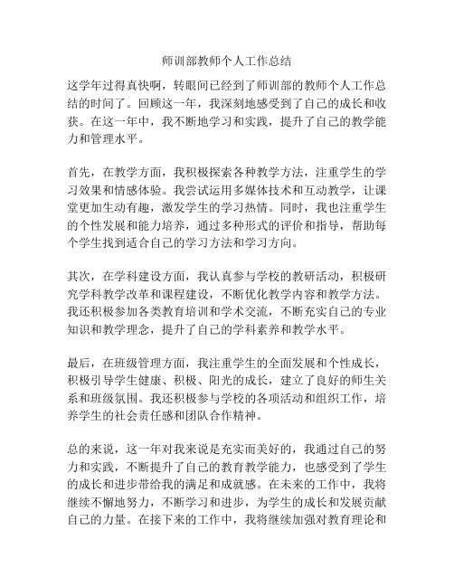 师训部教师个人工作总结