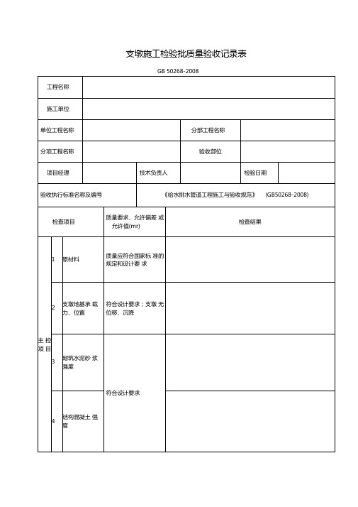 支墩施工检验批质量验收记录