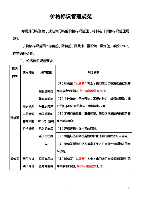 商品价格标识管理规范(1)