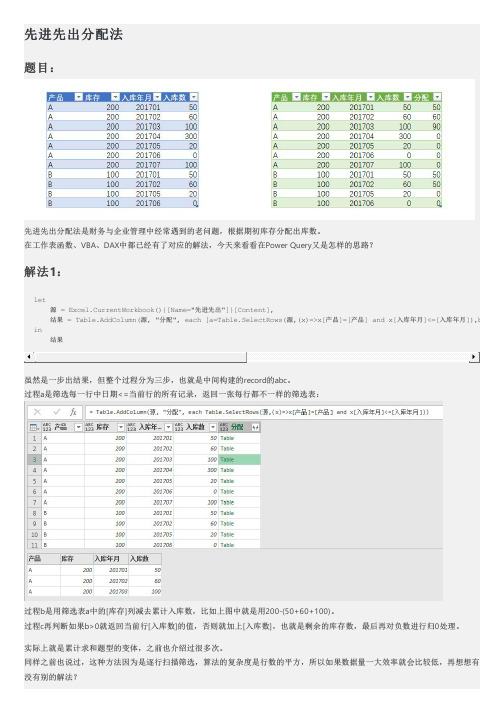 PowerQuery技巧之先进先出分配法