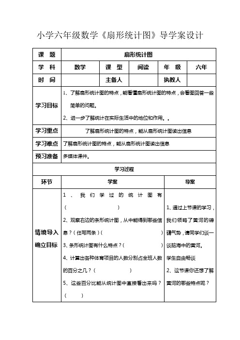 小学六年级数学《扇形统计图》导学案设计