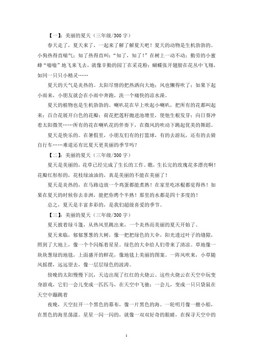 精选美丽的夏天三年级作文300字