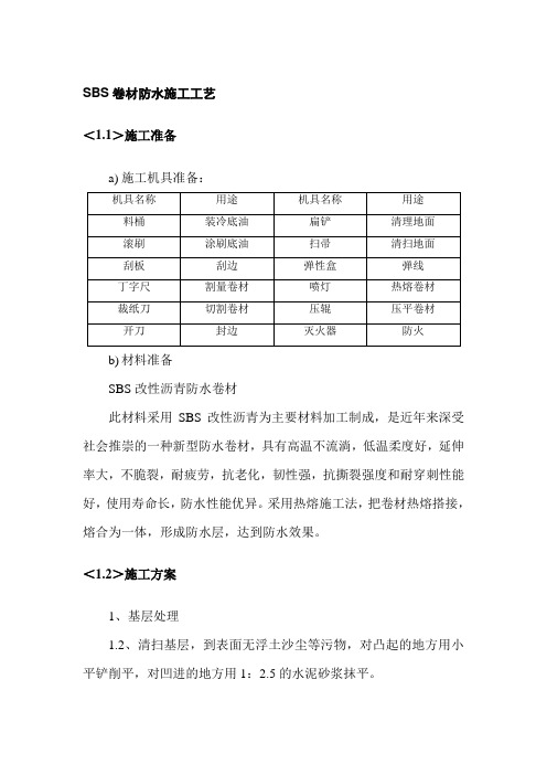 SBS卷材防水施工工艺