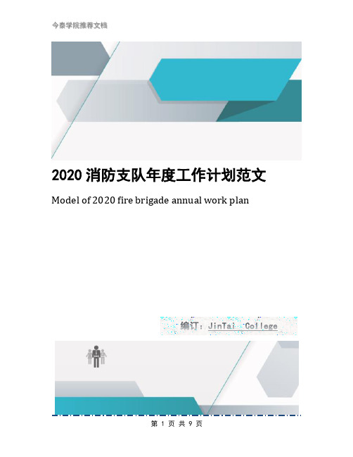 2020消防支队年度工作计划范文