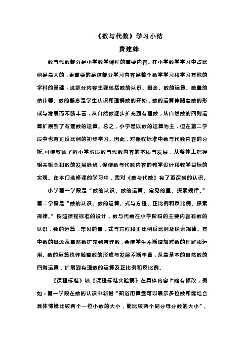 《数与代数》学习小结