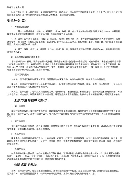 训练计划集合10篇