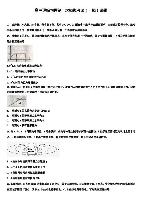 (物理试卷18份合集)宁波市高三理综第一次模拟(一模)试卷含答案