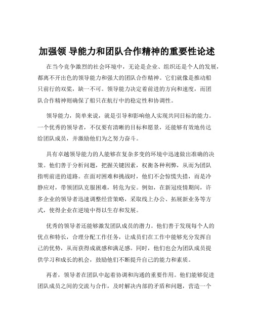 加强领 导能力和团队合作精神的重要性论述