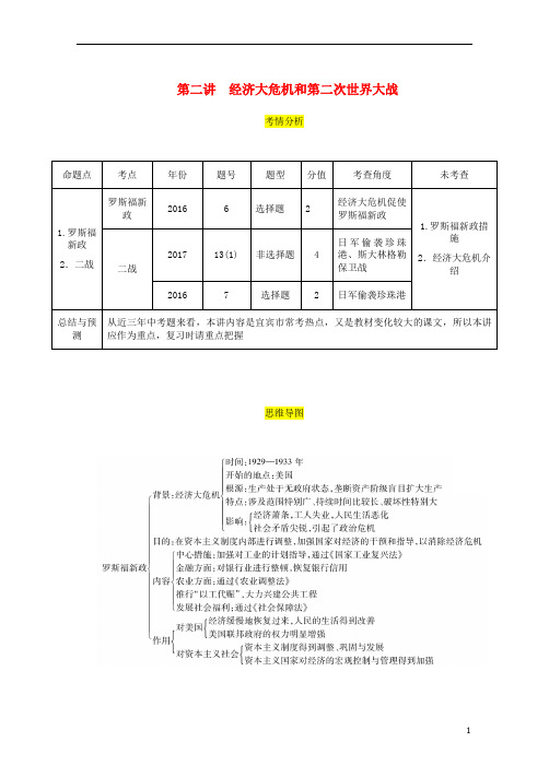 宜宾专版2019届中考历史总复习第一编教材考点速查第五部分世界现代史第二讲经济大危机和第二次世界大战