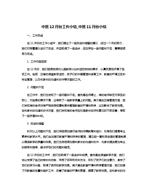 中班12月份工作小结_中班11月份小结