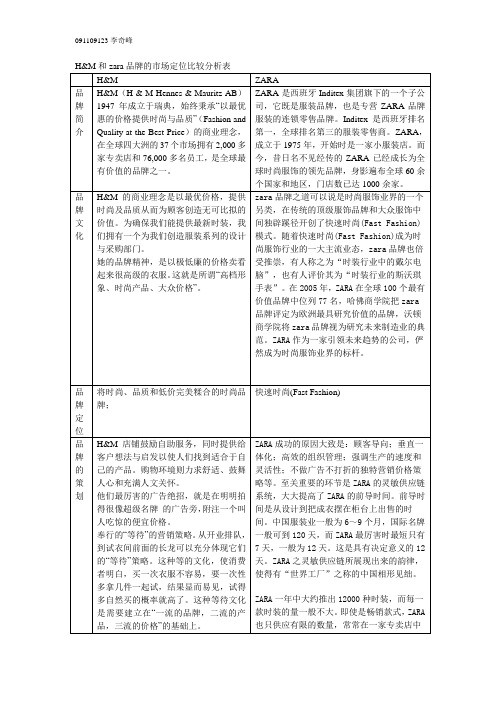 H&M和ZARA的比较分析