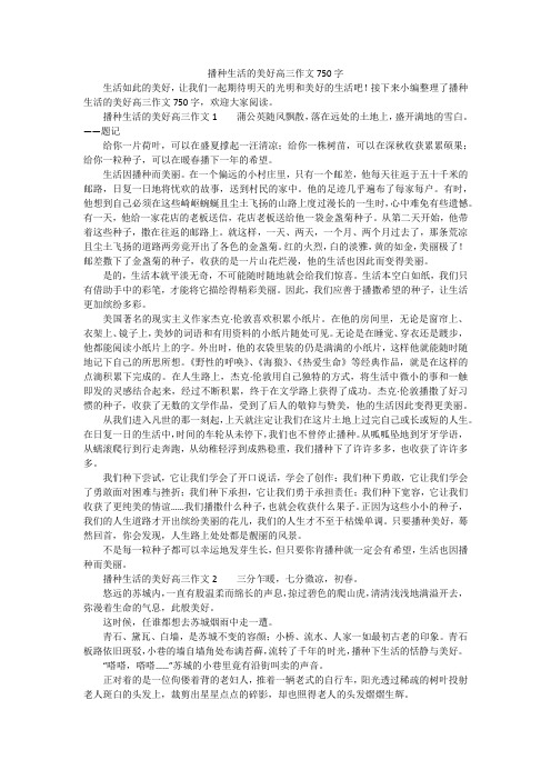 播种生活的美好高三作文750字