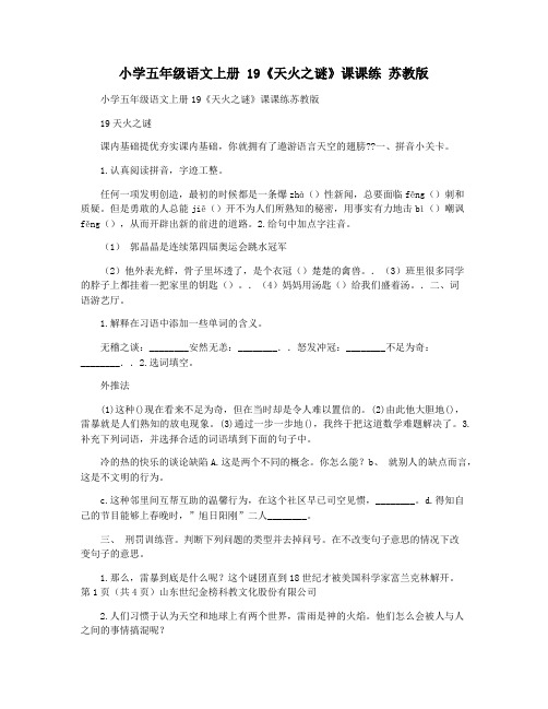 小学五年级语文上册 19《天火之谜》课课练 苏教版