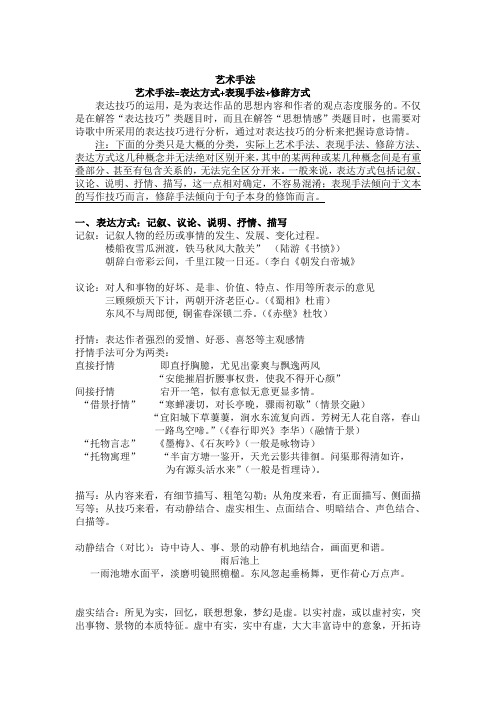 古典诗歌鉴赏--艺术手法附录