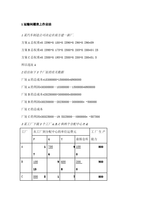 生产运作管理计算题