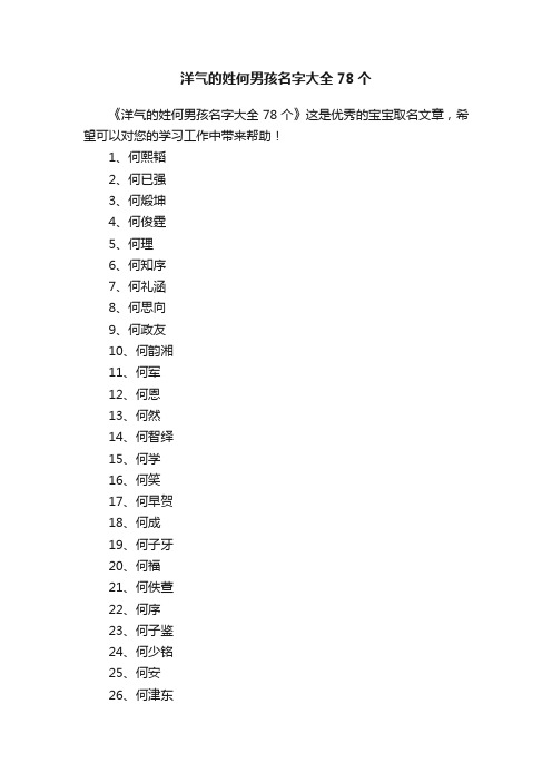 洋气的姓何男孩名字大全78个