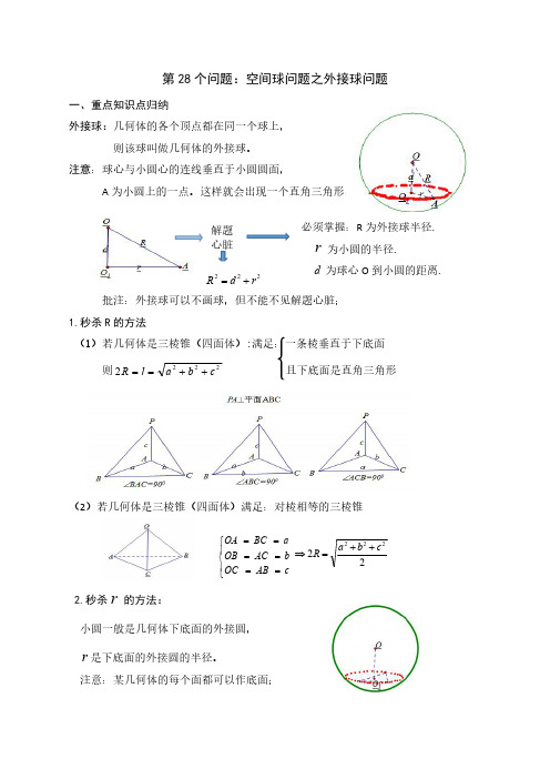 高考数学《复习纲要》之外接球问题(2)