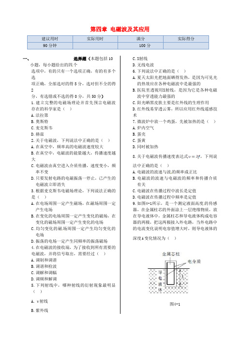 高中物理 第四章 电磁波及其应用同步检测 新人教版选修1-1 