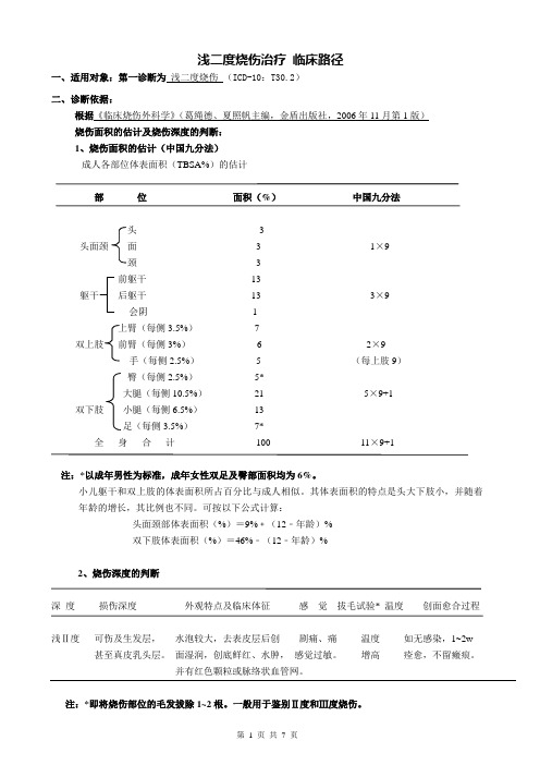 烧伤整形科-浅二度烧伤(早期,躯干、四肢,轻、中度烧伤)