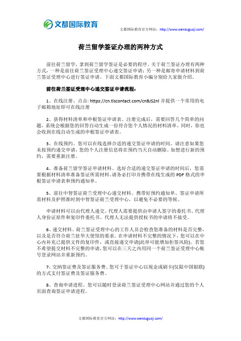 荷兰留学签证办理的两种方式