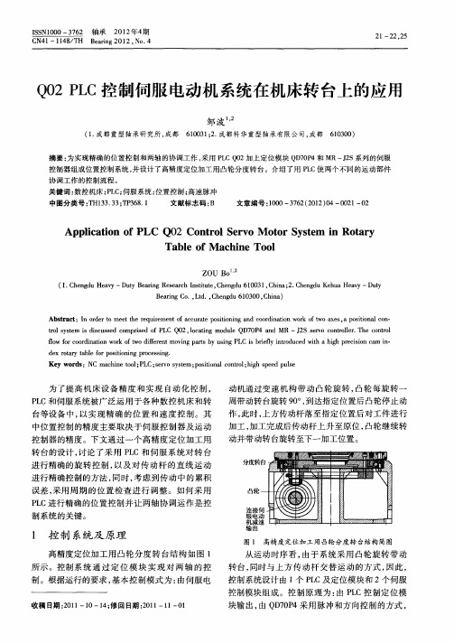 Q02 PLC控制伺服电动机系统在机床转台上的应用