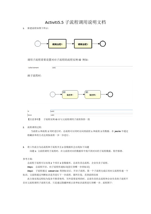 Activiti5调用子流程说明文档