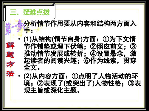 2018高考小说阅读之情节作用类题型答题