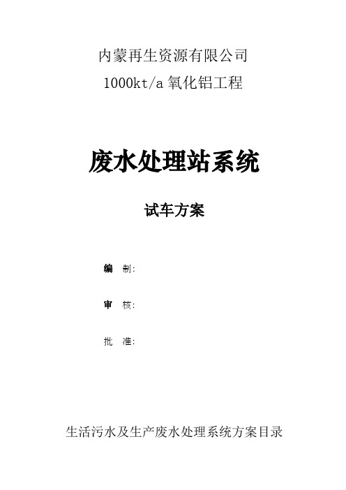 废水处理站试车方案