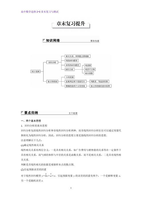 高中数学选修2-3：第三章 统计案例章末复习提升