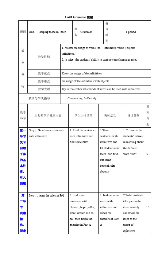 新版-沪教版八年级英语下册Unit1 Grammar教案