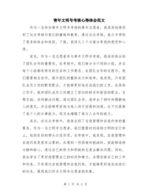 青年文明号考核心得体会范文