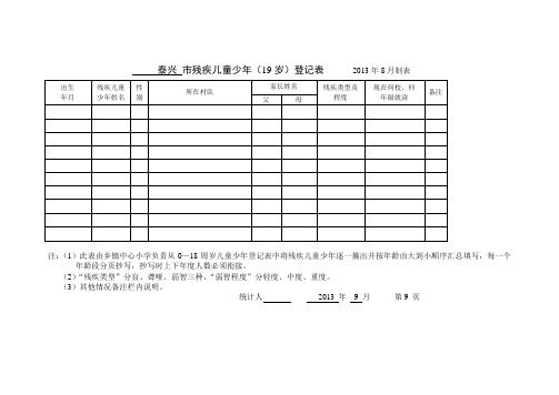 泰兴市残疾儿童少年统计表