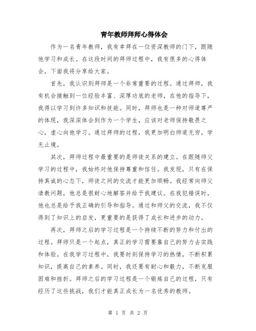 青年教师拜师心得体会