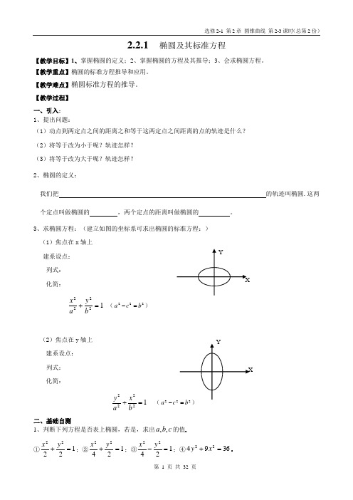 苏教版圆锥曲线教案(高二)